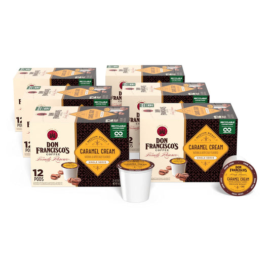 Caramel Cream Flavored Medium Roast Coffee Pods - 72 Count - Recyclable Single-Serve Coffee Pods, Compatible with Your K- Cup Keurig Coffee Maker