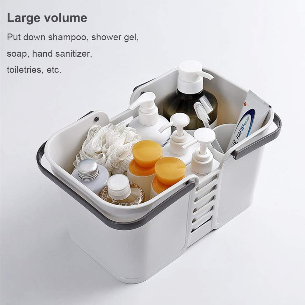 Plastic Storage Baskets with Handles, Storage Bin Shower Caddy Organizer for Bathroom and Kitchen, White