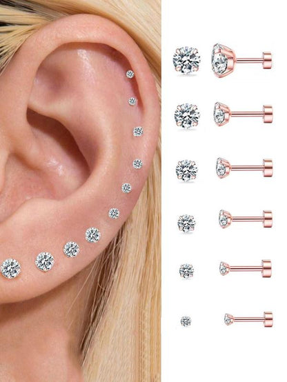 Rhinestone Decor Ear Studs, Stainless Steel Ear Cartilage Piercing Jewelry for Women, Fashion Body Piercing Jewelry for Party, Daily Decor