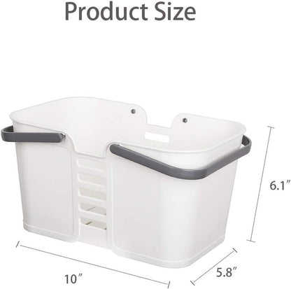 Plastic Storage Baskets with Handles, Storage Bin Shower Caddy Organizer for Bathroom and Kitchen, White